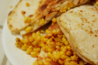 Chicken quesadillas with corn